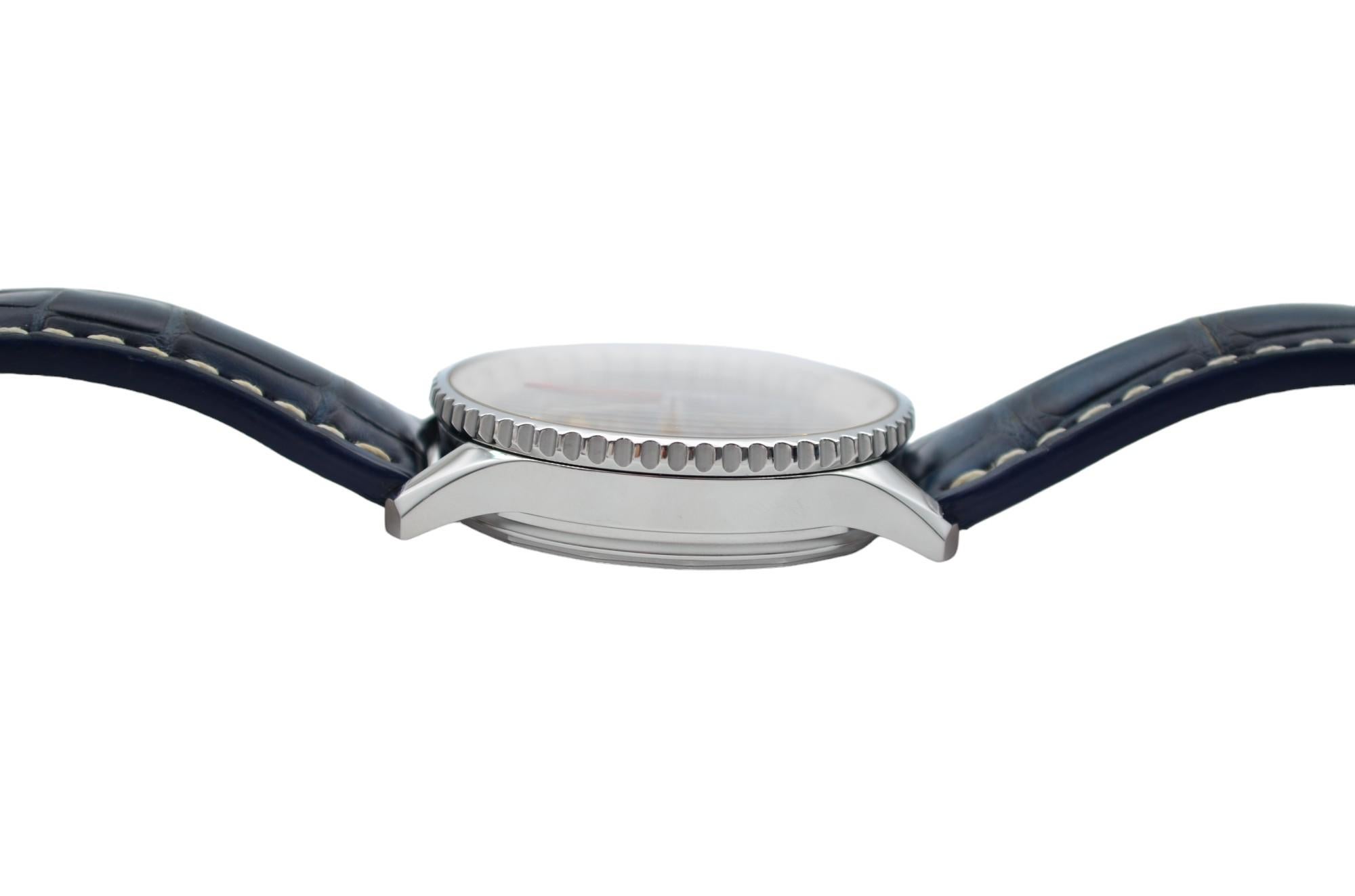 Breitling Navitimer 1 Chronograph 46mm Stahlblaues Zifferblatt Lederarmband AB012721 im Angebot 5