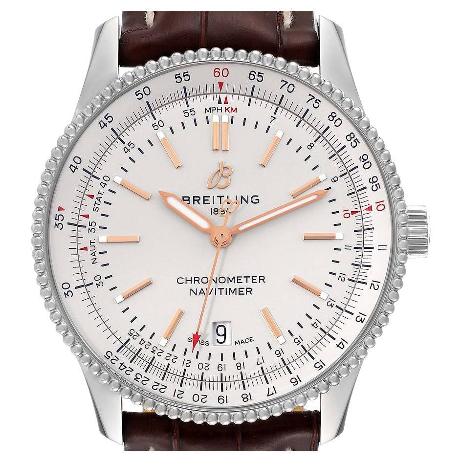 Navitimer 41 Breitling Navitimer 1 Silver Dial 41mm Steel Mens Watch A17326 Box Card ...