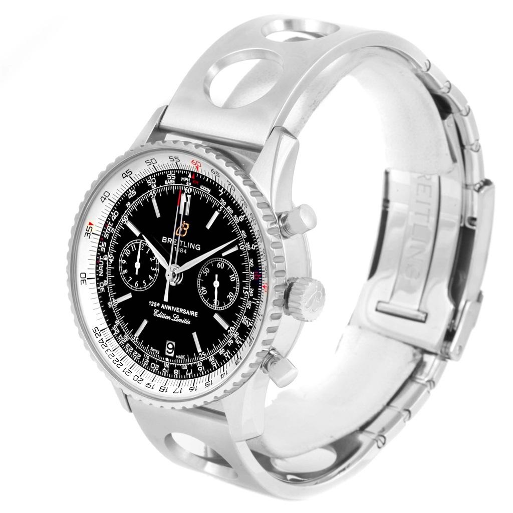 Breitling Navitimer 125th Anniversary Limited Edition Watch A26322. Automatic self-winding officially certified chronometer movement. Chronograph function. Gilt brass, 25 jewels, straight-line lever.escapement, monometallic balance, shock absorber.