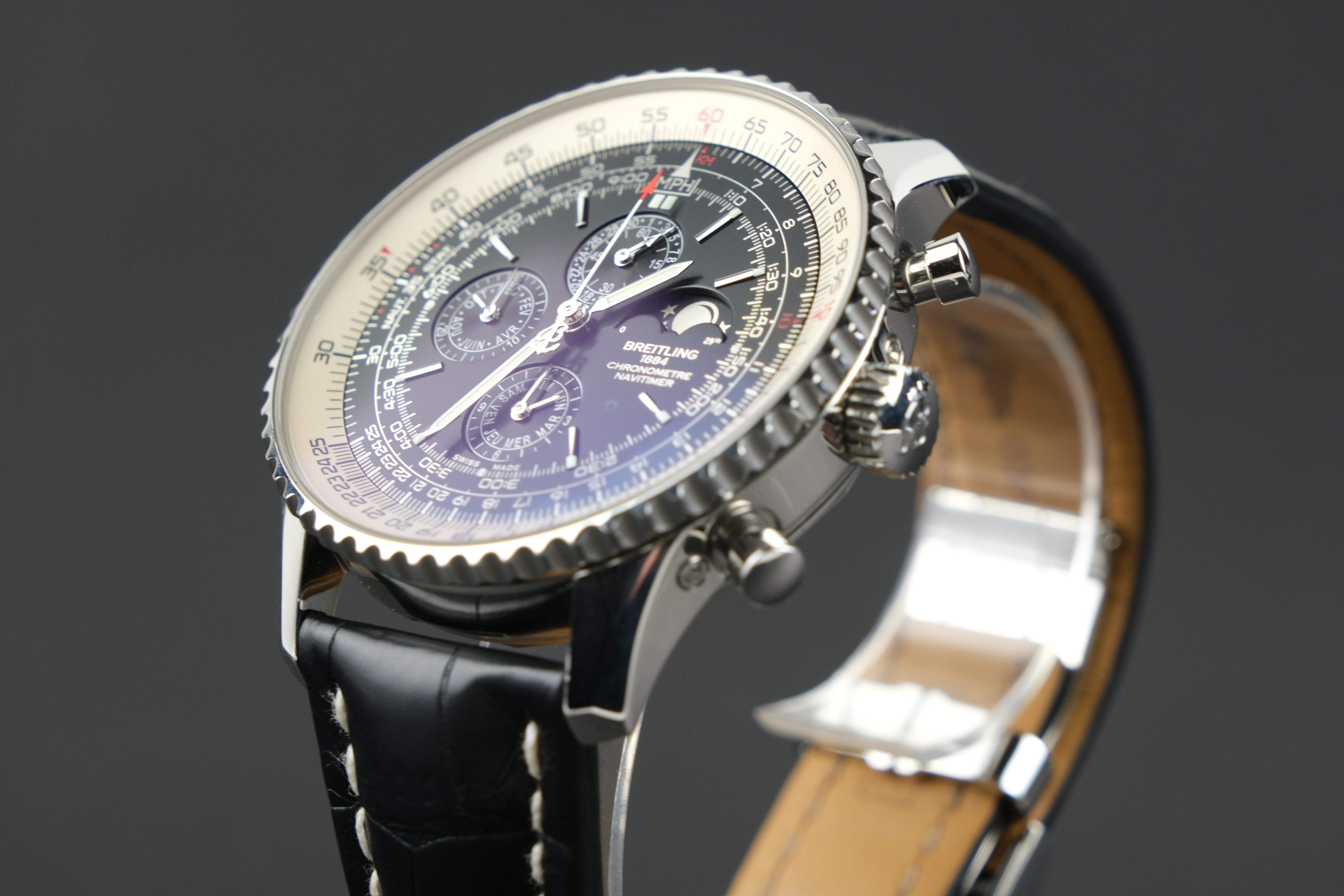 Breitling Navitimer 1461 Limited Edition Triple Calendar Chronograph Wristwatch In New Condition In Bradford, Ontario