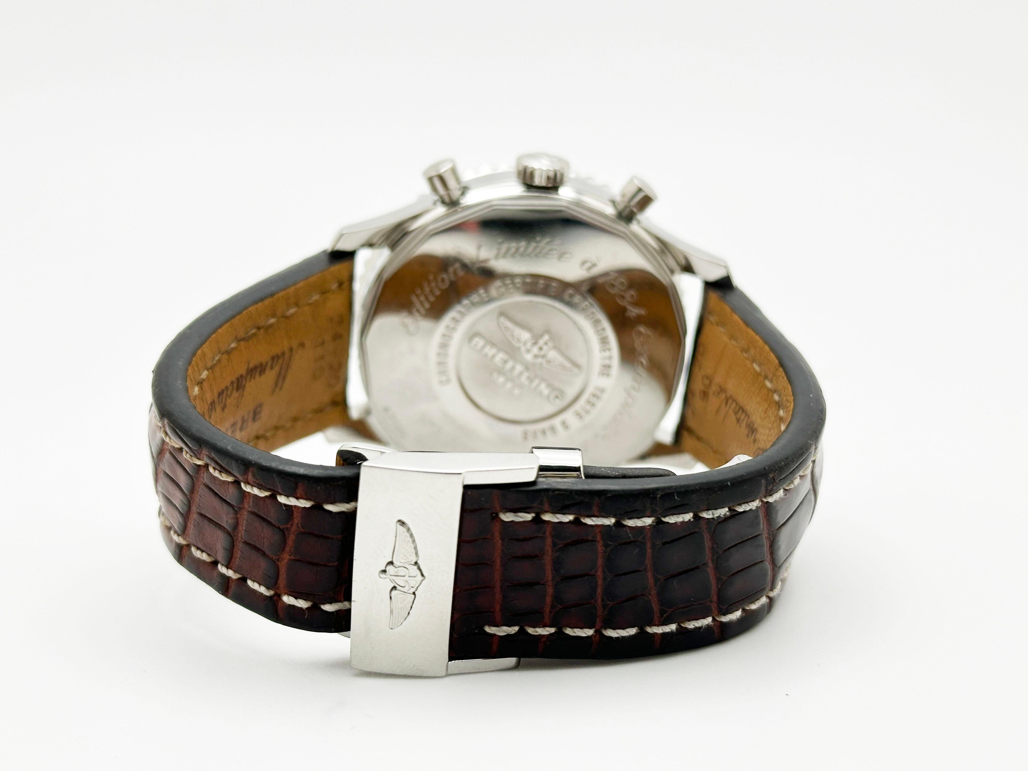 Breitling Navitimer 1884 A21350 Quadrante nero Acciaio inossidabile Cinturino in pelle 45mm in vendita 1