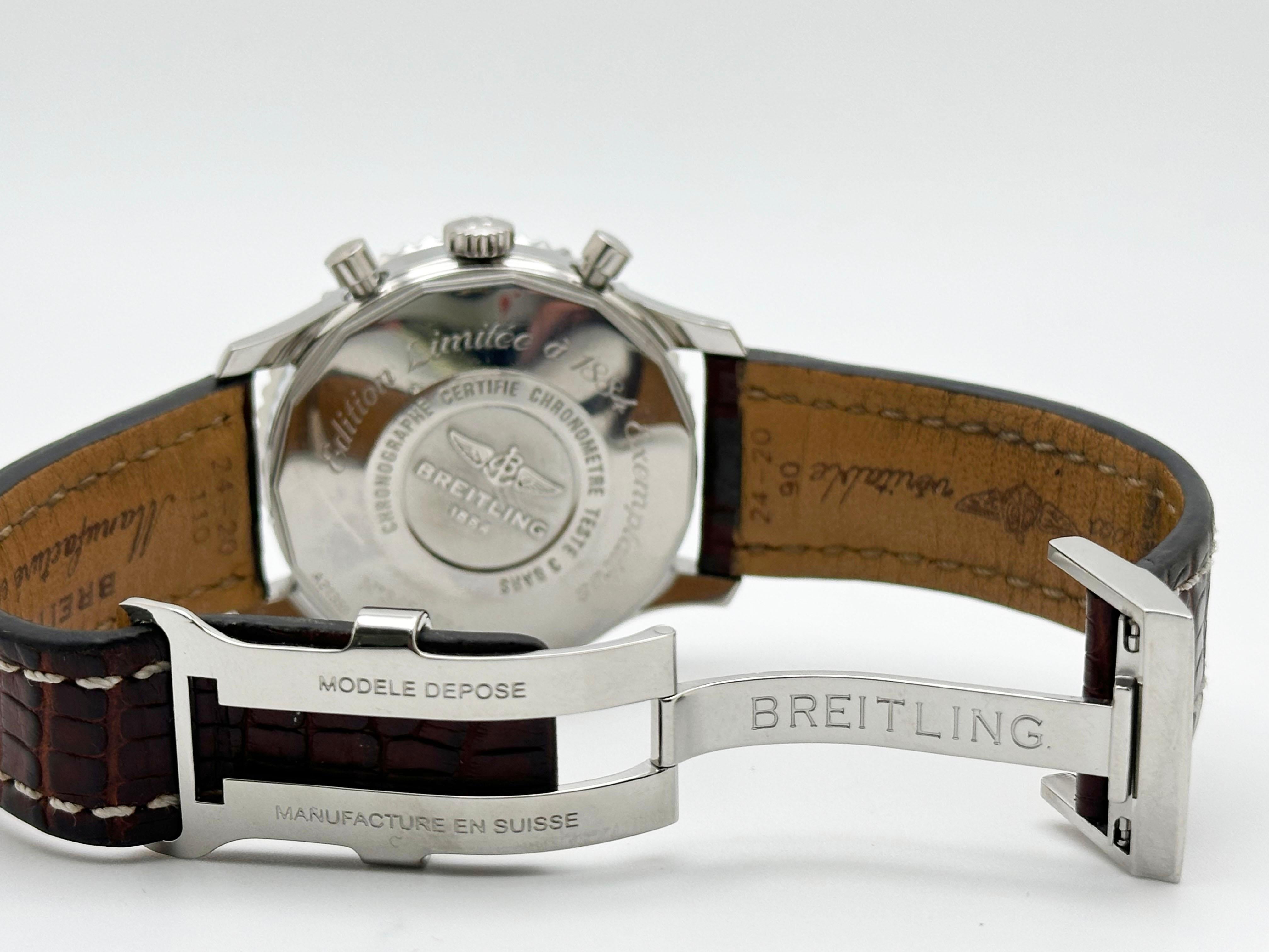 Breitling Navitimer 1884 A21350 Quadrante nero Acciaio inossidabile Cinturino in pelle 45mm in vendita 4