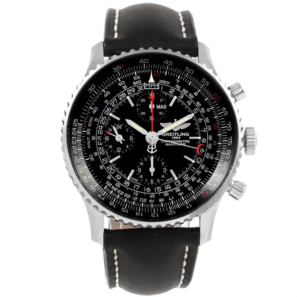 Breitling Navitimer 1884 Limited Edition Herrenuhr A21350 Box Papiere. Automatisches, offiziell zertifiziertes Chronometerwerk mit Selbstaufzug. Chronographen-Funktion. Gehäuse aus rostfreiem Stahl mit einem Durchmesser von 46 mm. Verschraubte Krone