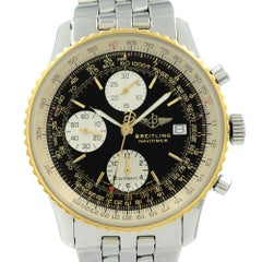 Breitling Navitimer 18K Yellow Gold Steel Black Dial Automatic Mens Watch D13022
