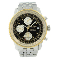 Breitling Navitimer 18K Yellow Gold Steel Black Dial Automatic Mens Watch D13022