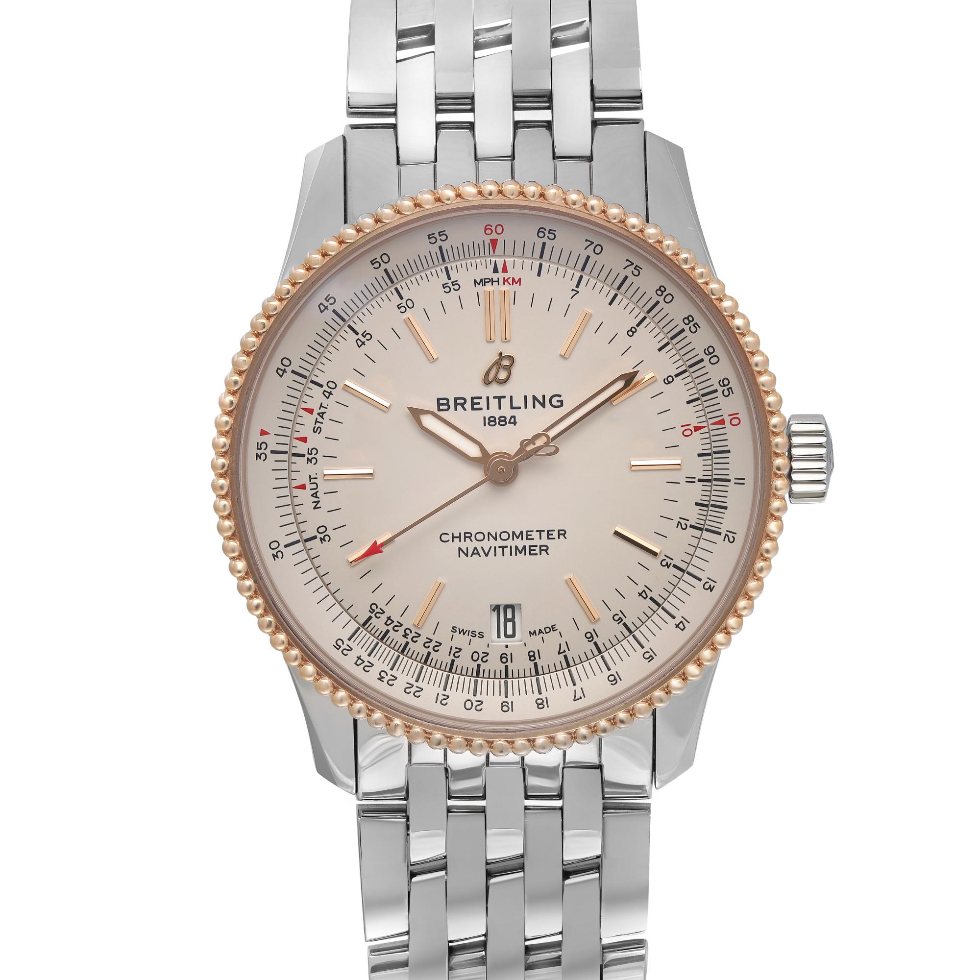 D'occasion. Livrée avec sa boîte d'origine et son certificat de chronomètre. Mais aucun document original n'est inclus.

Informations sur la marque

Marque : Breitling
Modèle : Navitimer
Numéro de modèle : U17325211G1A1
Pays/Région de fabrication :