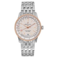 Used Breitling Navitimer 38mm Steel 18K Rose Gold Silver Dial Men Watch U17325211G1A1