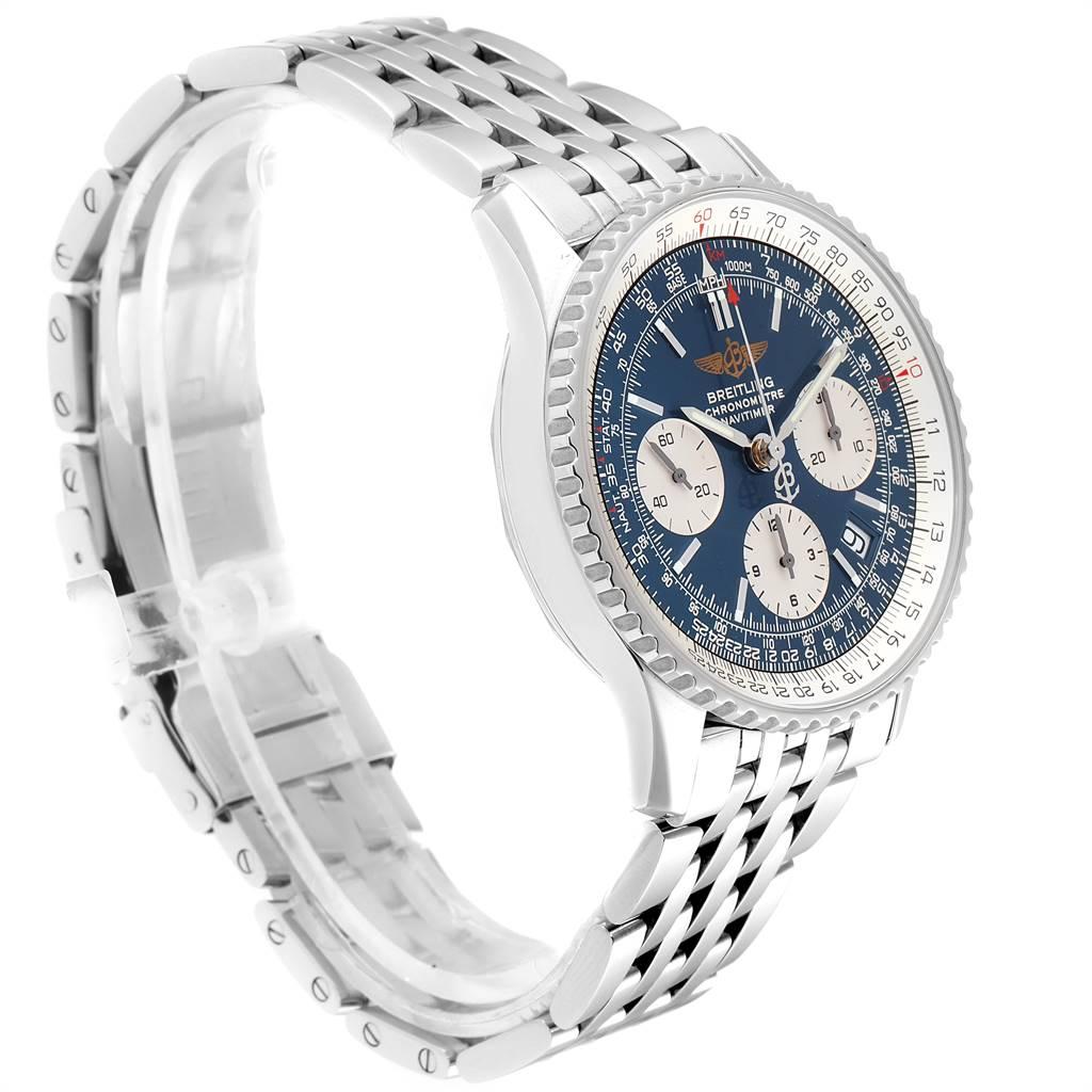 Breitling Navitimer Blue Baton Dial Steel Men's Watch A23322 Papers In Excellent Condition For Sale In Atlanta, GA
