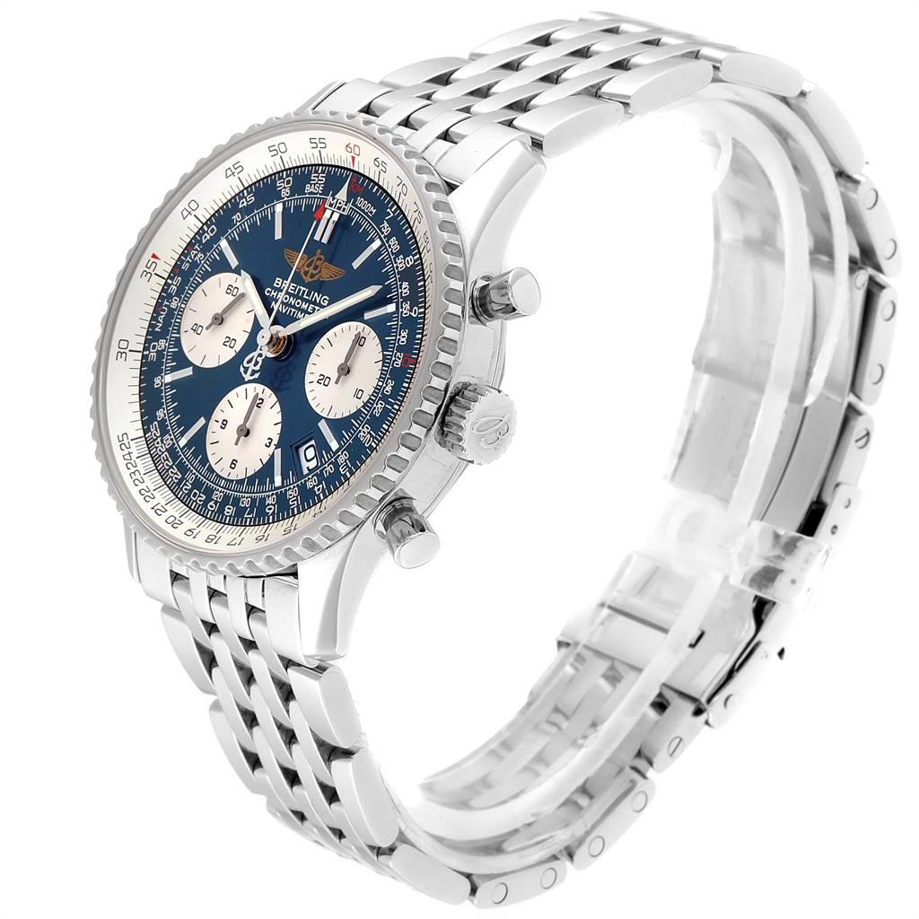 Breitling Navitimer Blue Baton Dial Steel Men's Watch A23322 Papers For Sale 1