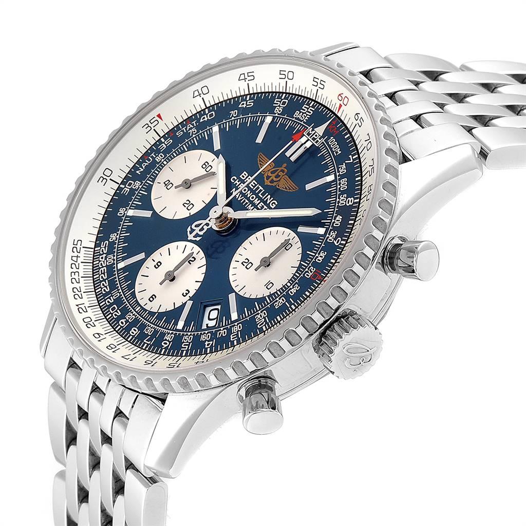 Breitling Navitimer Blue Baton Dial Steel Men's Watch A23322 Papers For Sale 2