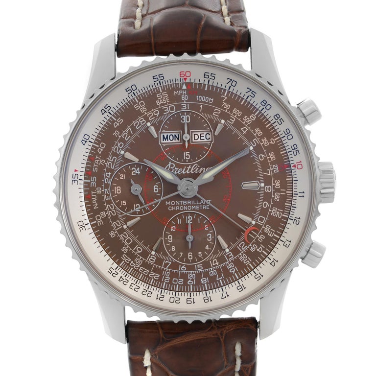Breitling Navitimer Montbrillant Datora Steel Brown Automatic Watch A21330  For Sale at 1stDibs | breitling montbrillant datora a21330, breitling  datora montbrillant a21330, breitling brown