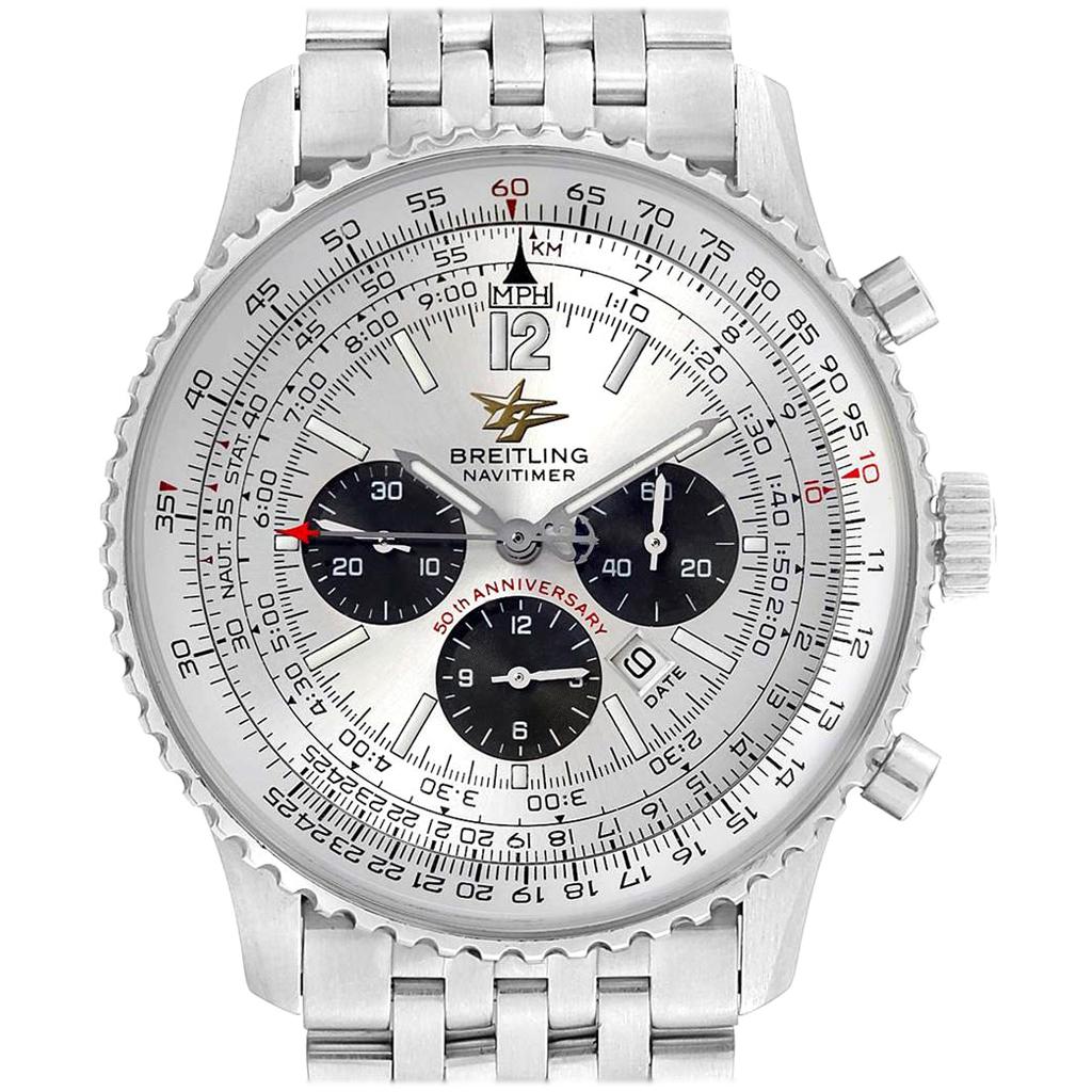Breitling Navitimer 50th Anniversary Silver Dial Men's Watch A41322