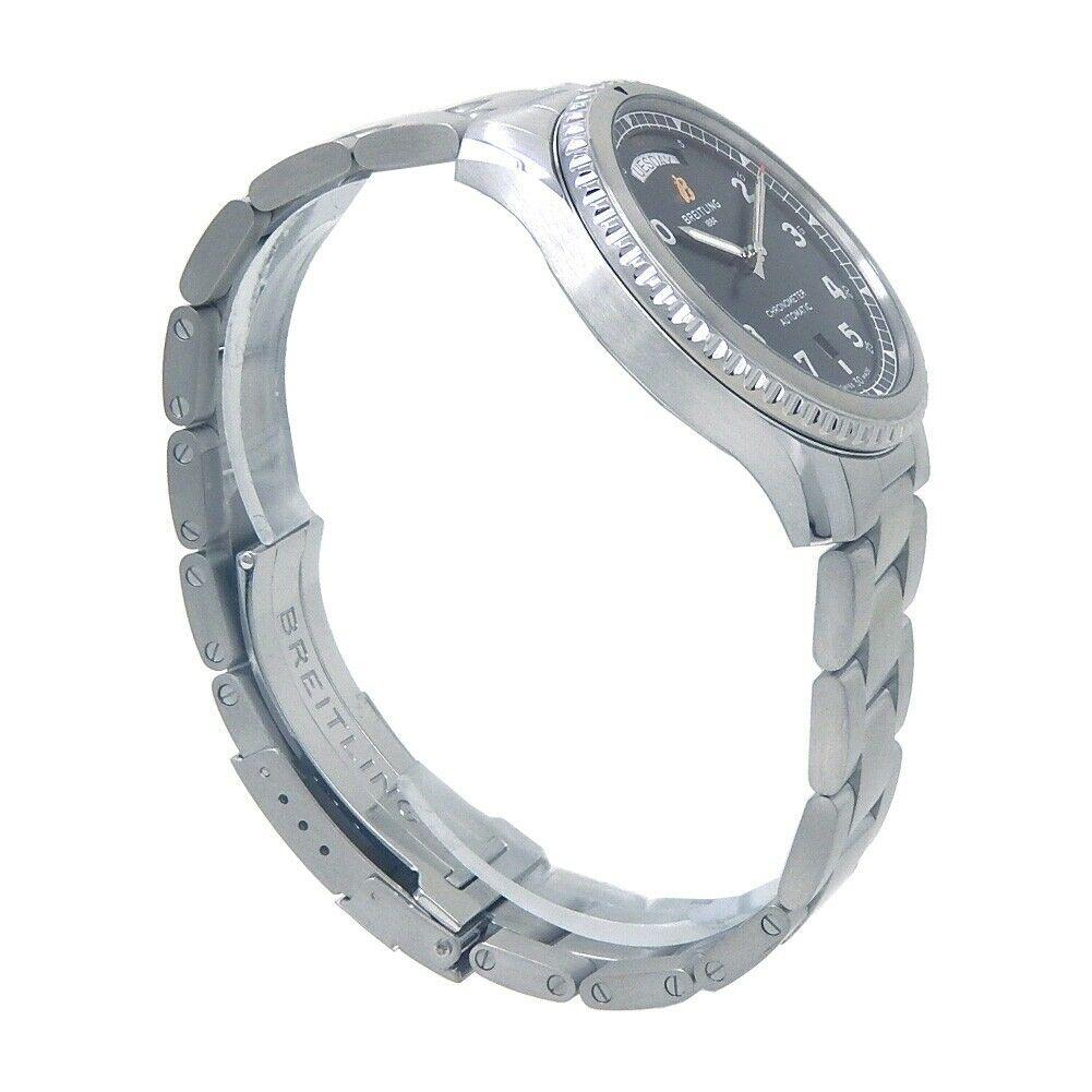 Brand: Breitling
Band Color: Stainless Steel	
Gender:	Men's
Case Size: 40-43.5mm	
MPN:Does Not Apply
Lug Width:21mm 
Features:	12-Hour Dial, Arabic Numerals, COSC Certified Chronometer, Day Indicator, Luminous Hands, Sapphire Crystal, Swiss Made,