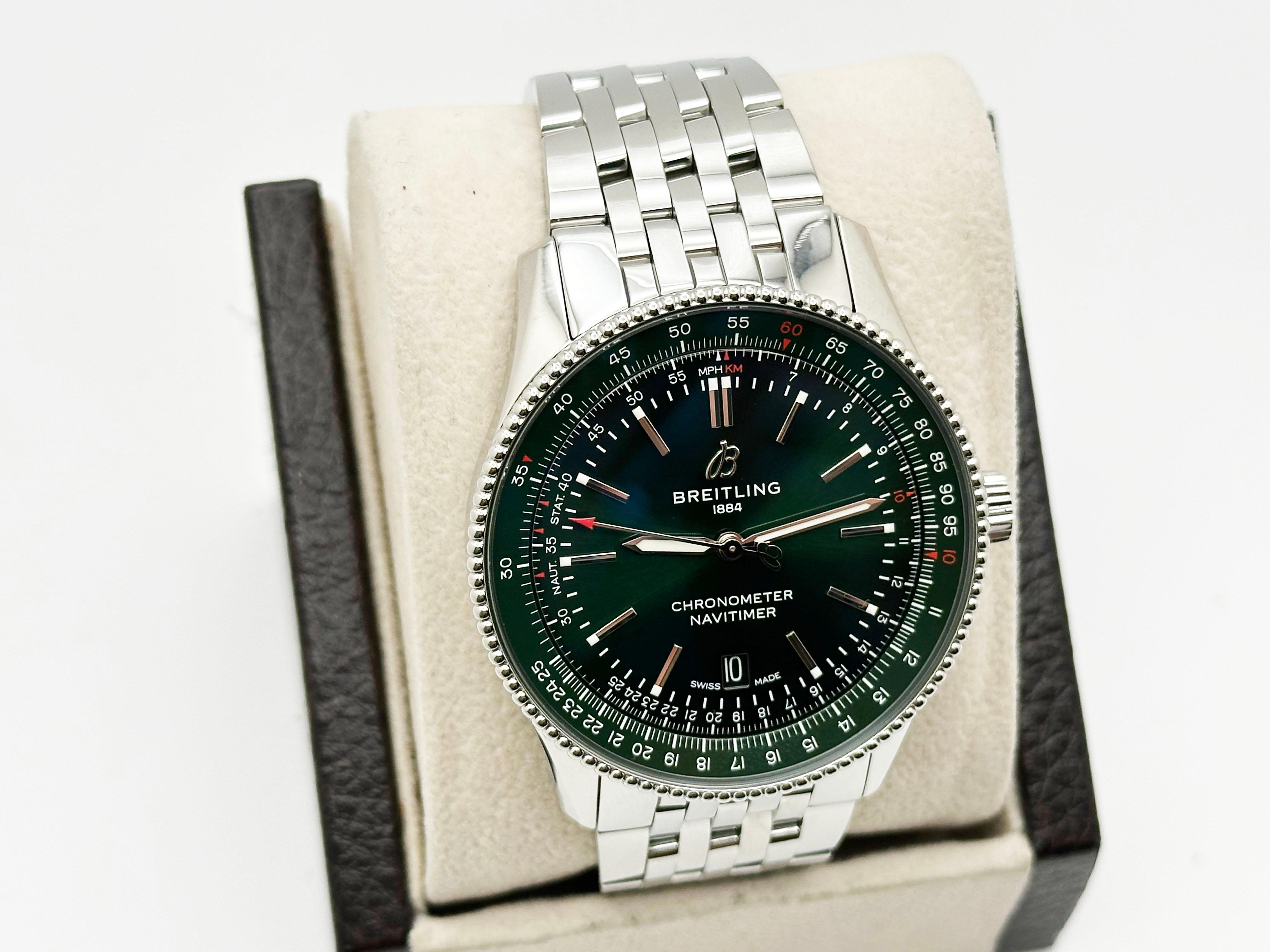 Breitling Navitimer A17326 Quadrante Verde Acciaio Inox Carta 41mm In condizioni ottime in vendita a San Diego, CA