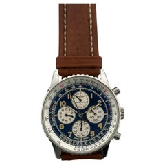 Breitling Navitimer Airborne 38MM Blue Dial Chronograph Leather Strap (A33030)