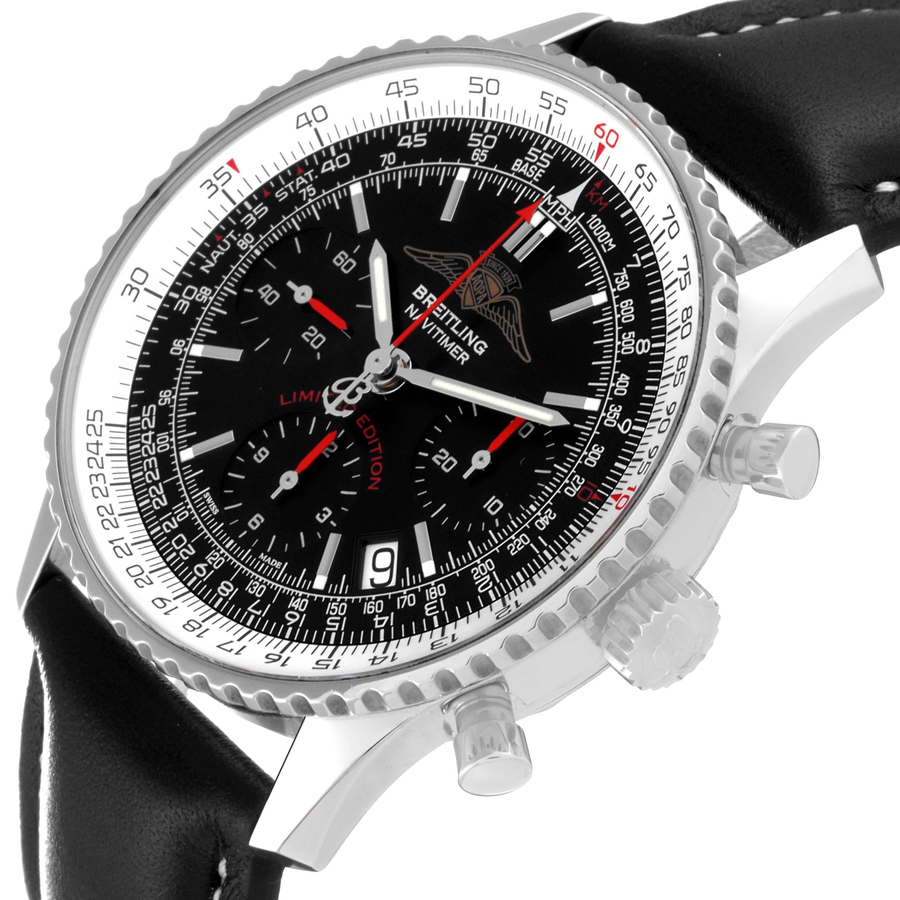 Breitling Navitimer AOPA LE Black Dial Steel Mens Watch A23322 Box Papers In Excellent Condition In Atlanta, GA