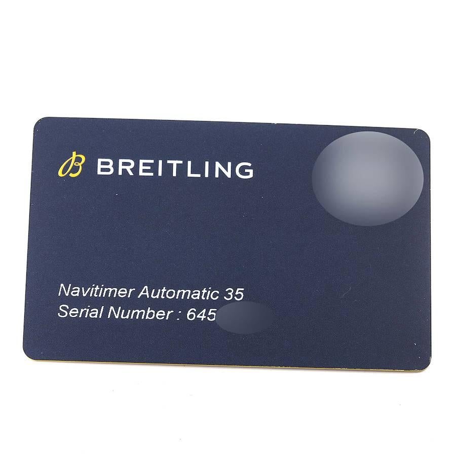 Breitling Navitimer Automatic 35 Blue Dial Steel Ladies Watch A17395 Box Card For Sale 3