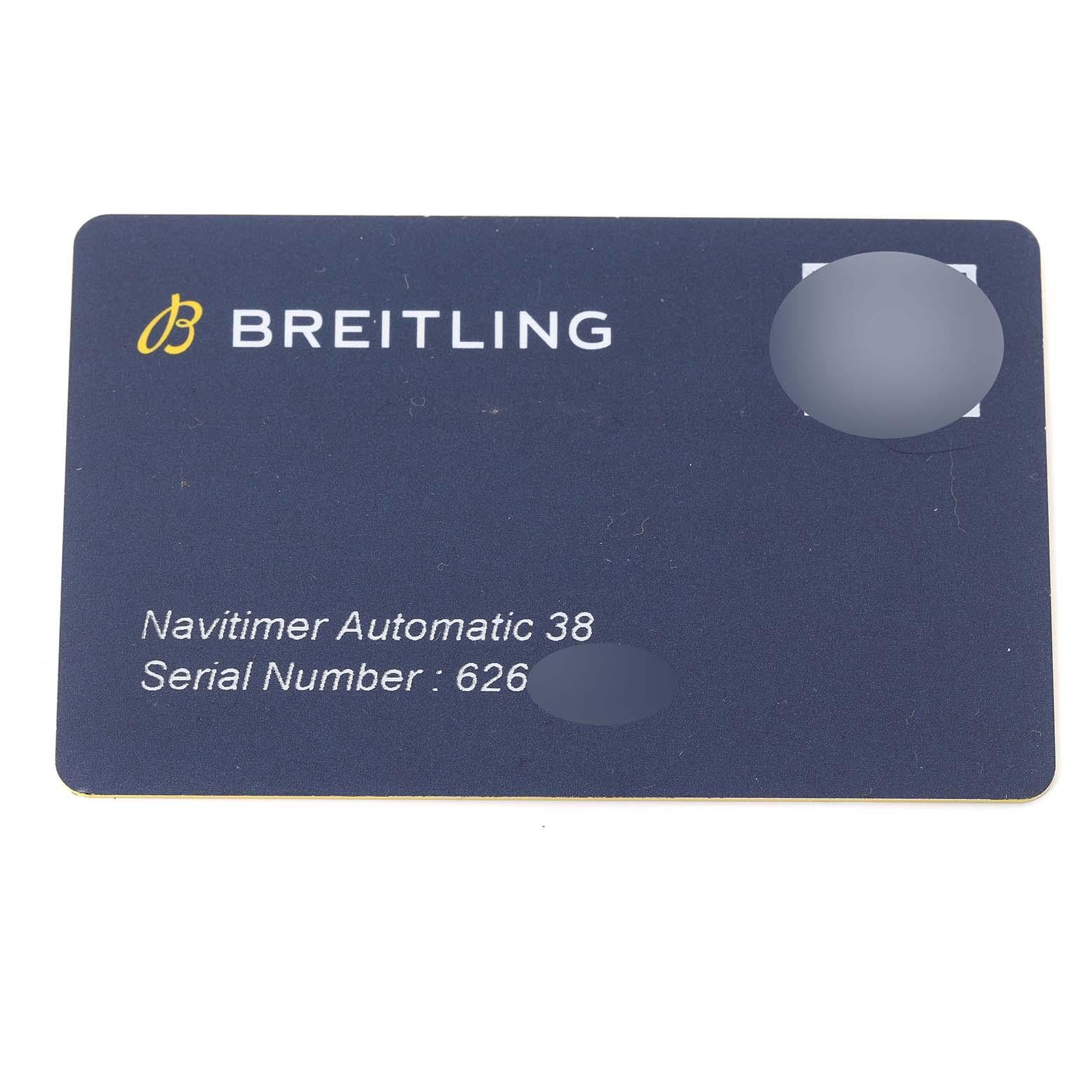 Breitling Navitimer Automatic 38 Black Dial Steel Mens Watch A17325 Box Card For Sale 5