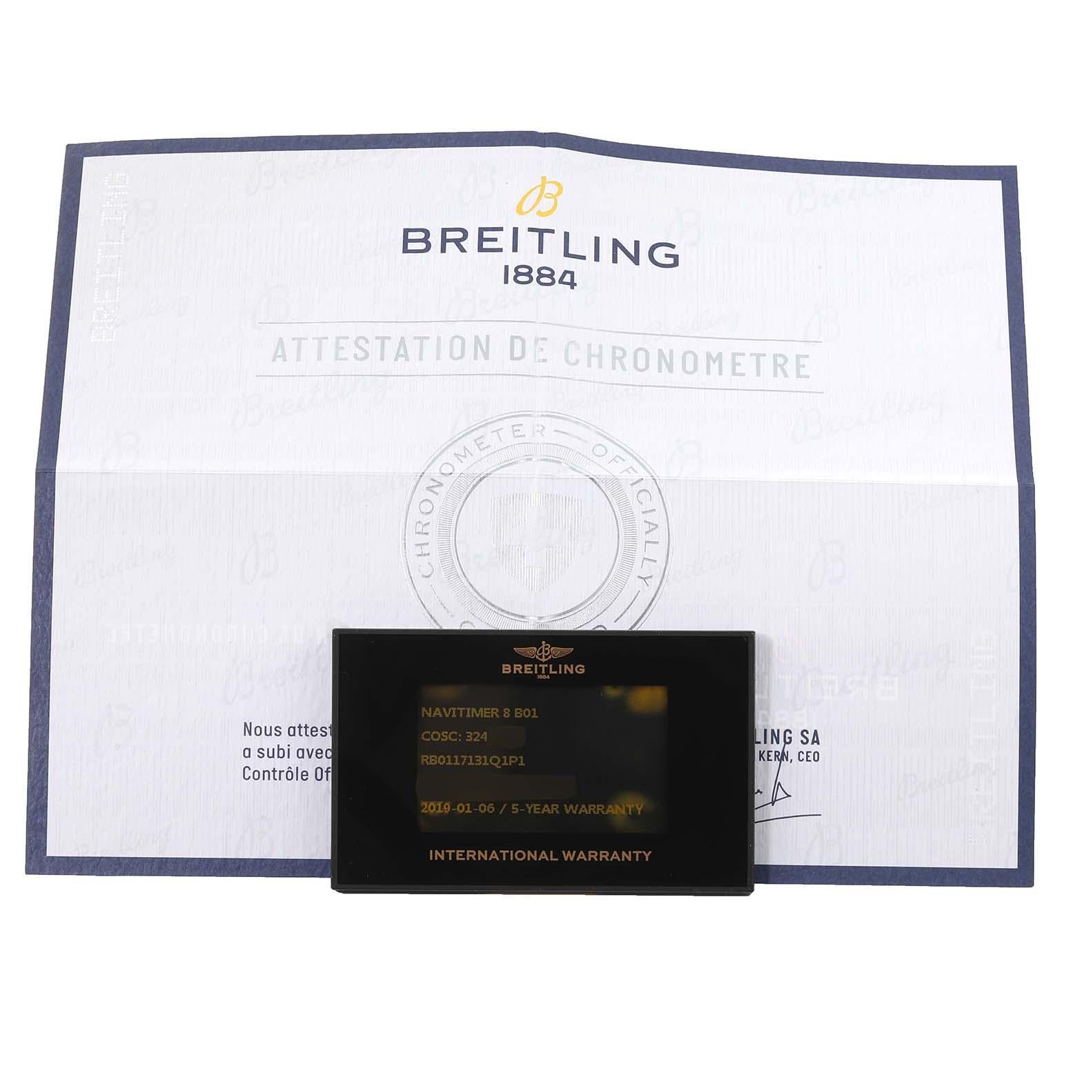 Breitling Navitimer Aviator 8 B01 Rose Gold Mens Watch RB0117 Box Card 7