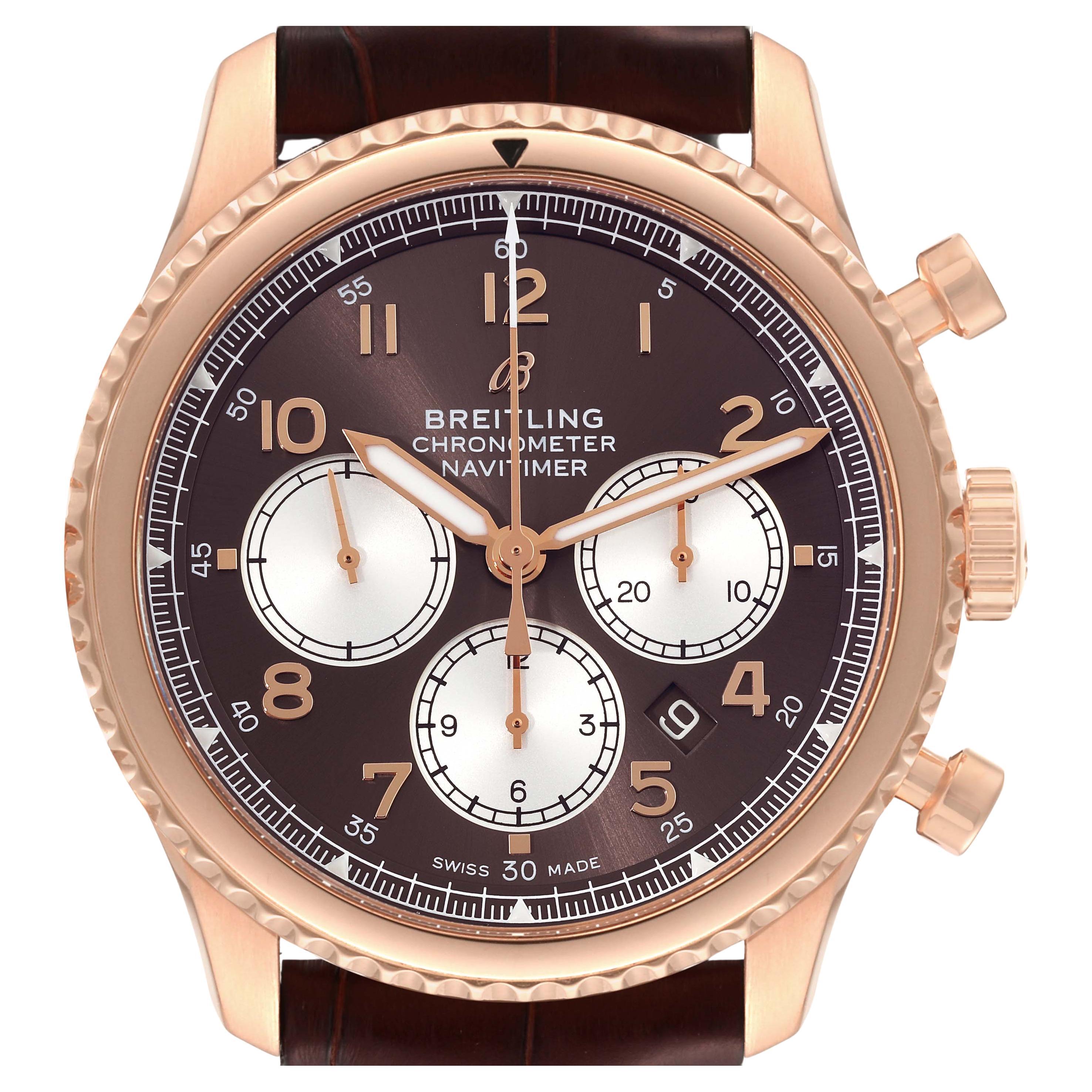 Breitling Navitimer Aviator 8 B01 Rose Gold Mens Watch RB0117 Box Card For Sale