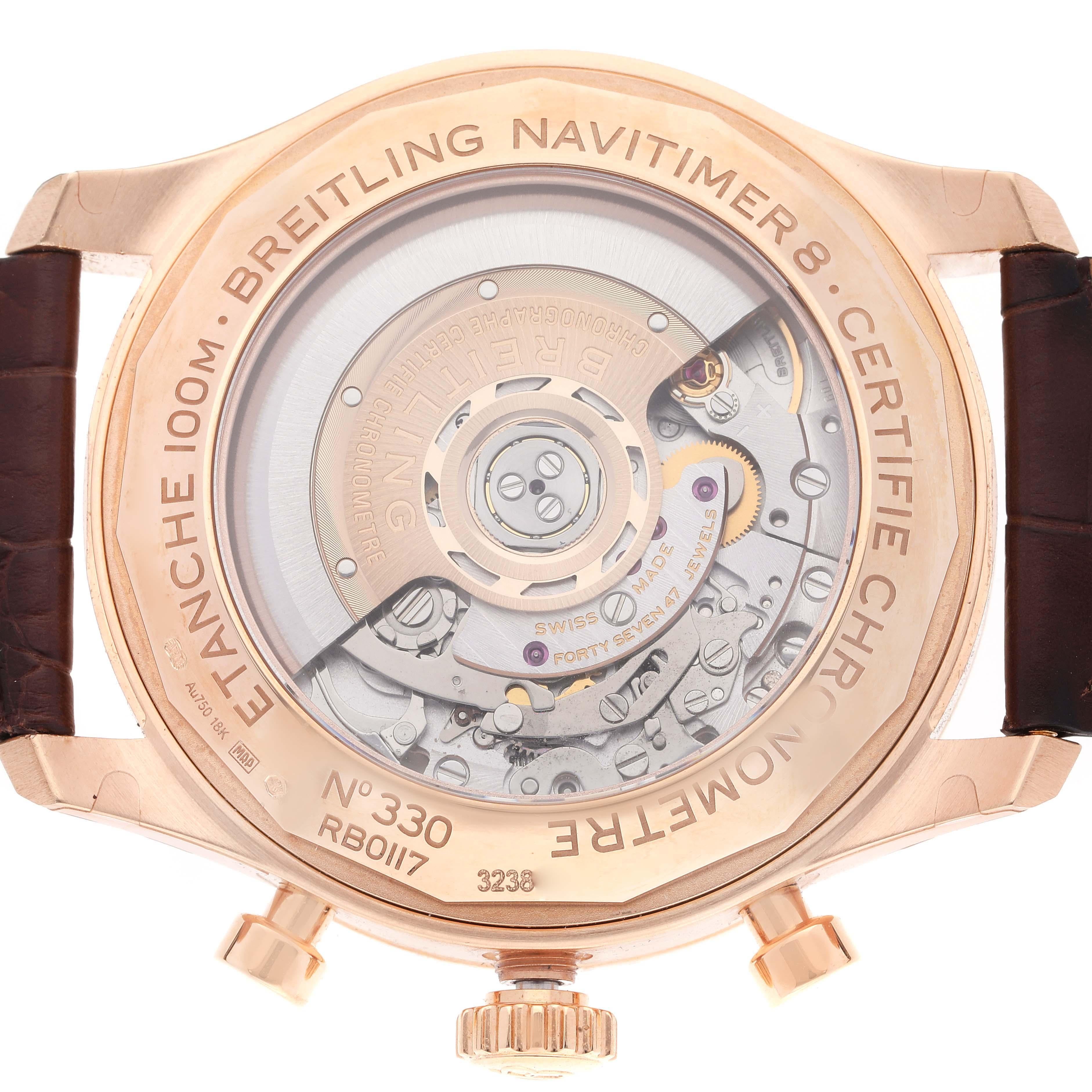 Men's Breitling Navitimer Aviator 8 B01 Rose Gold Mens Watch RB0117 Unworn