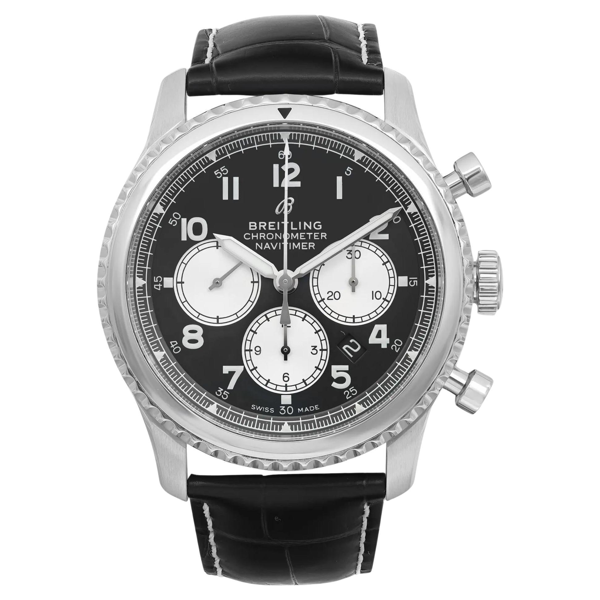 Breitling Navitimer Aviator 8 Steel Black Dial Automatic Watch AB0117131B1 For Sale