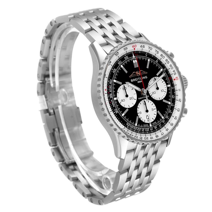 Breitling Navitimer B01 Stahl-Herrenuhr AB0138 mit schwarzem Zifferblatt im Zustand „Hervorragend“ in Atlanta, GA
