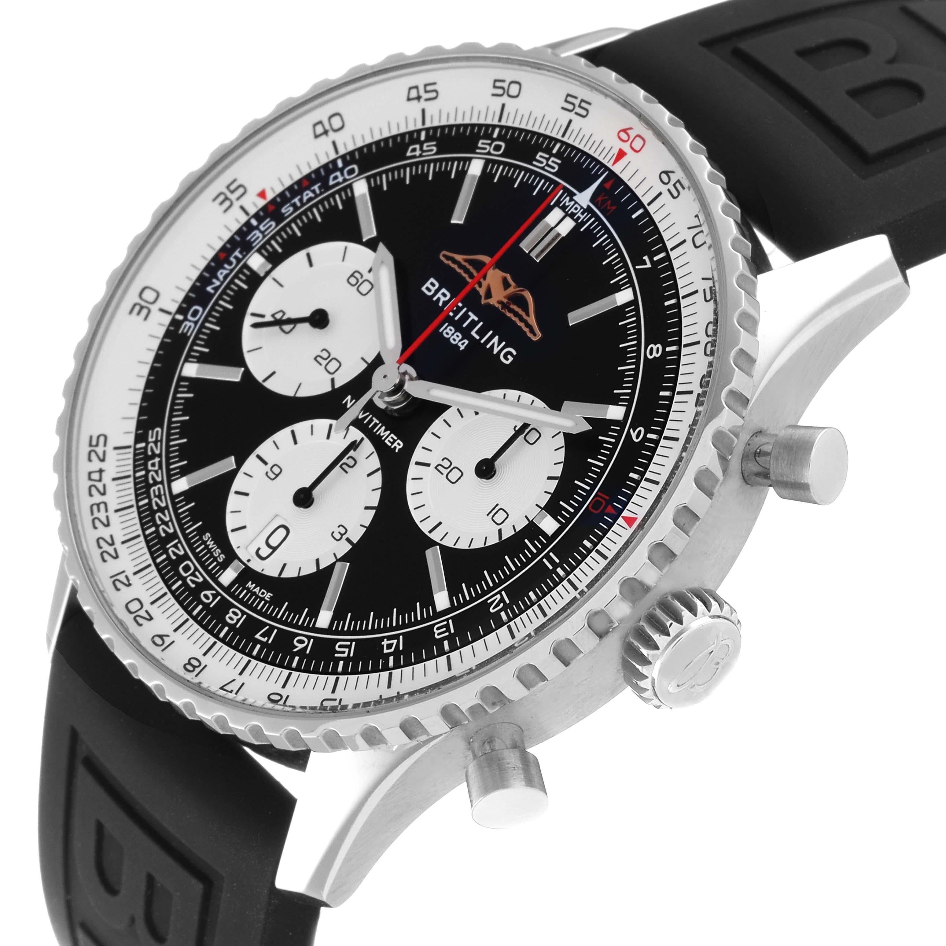 Breitling Navitimer B01 Black Dial Steel Mens Watch AB0138 Box Card For Sale 1