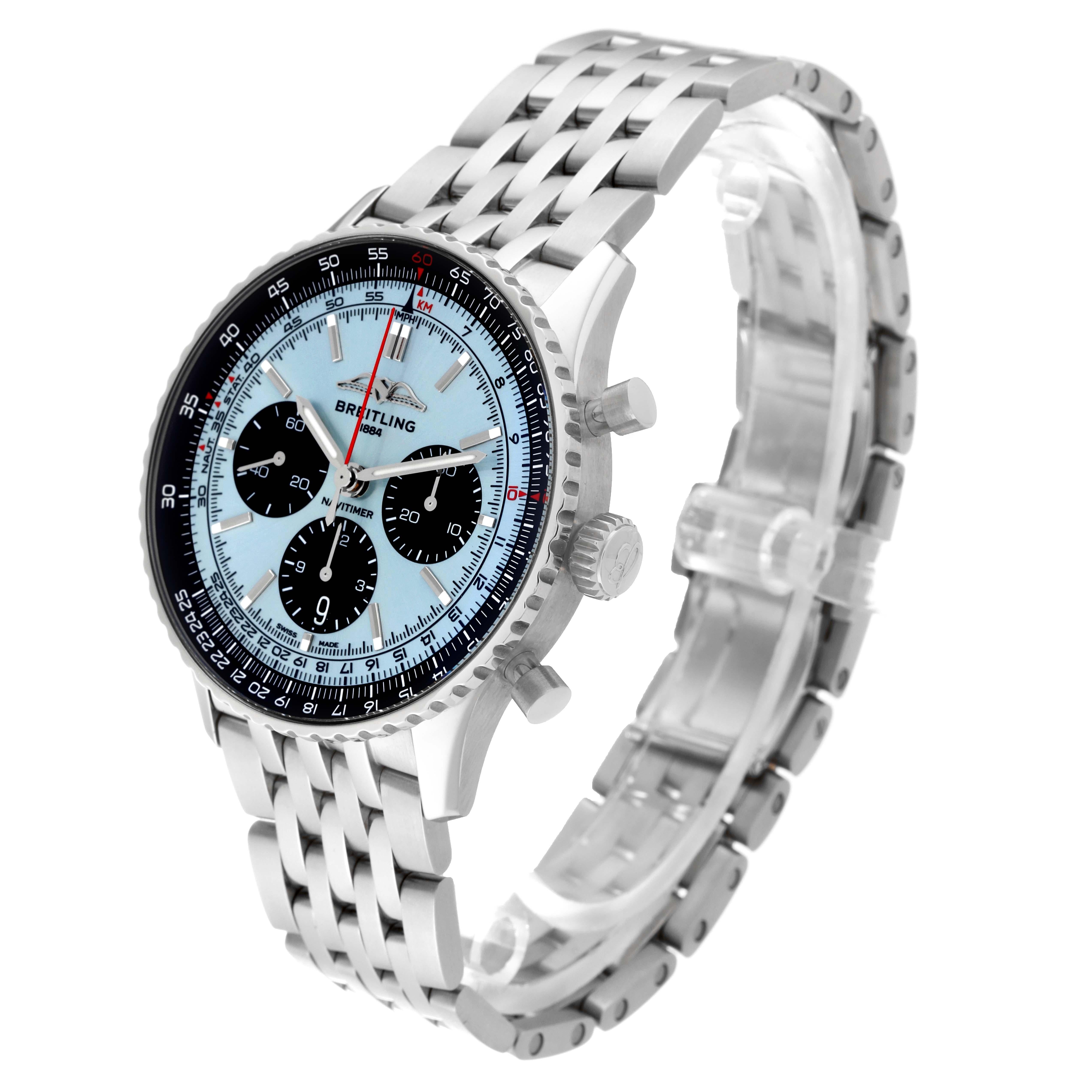 Men's Breitling Navitimer B01 Blue Dial Steel Mens Watch AB0138 Box Card For Sale