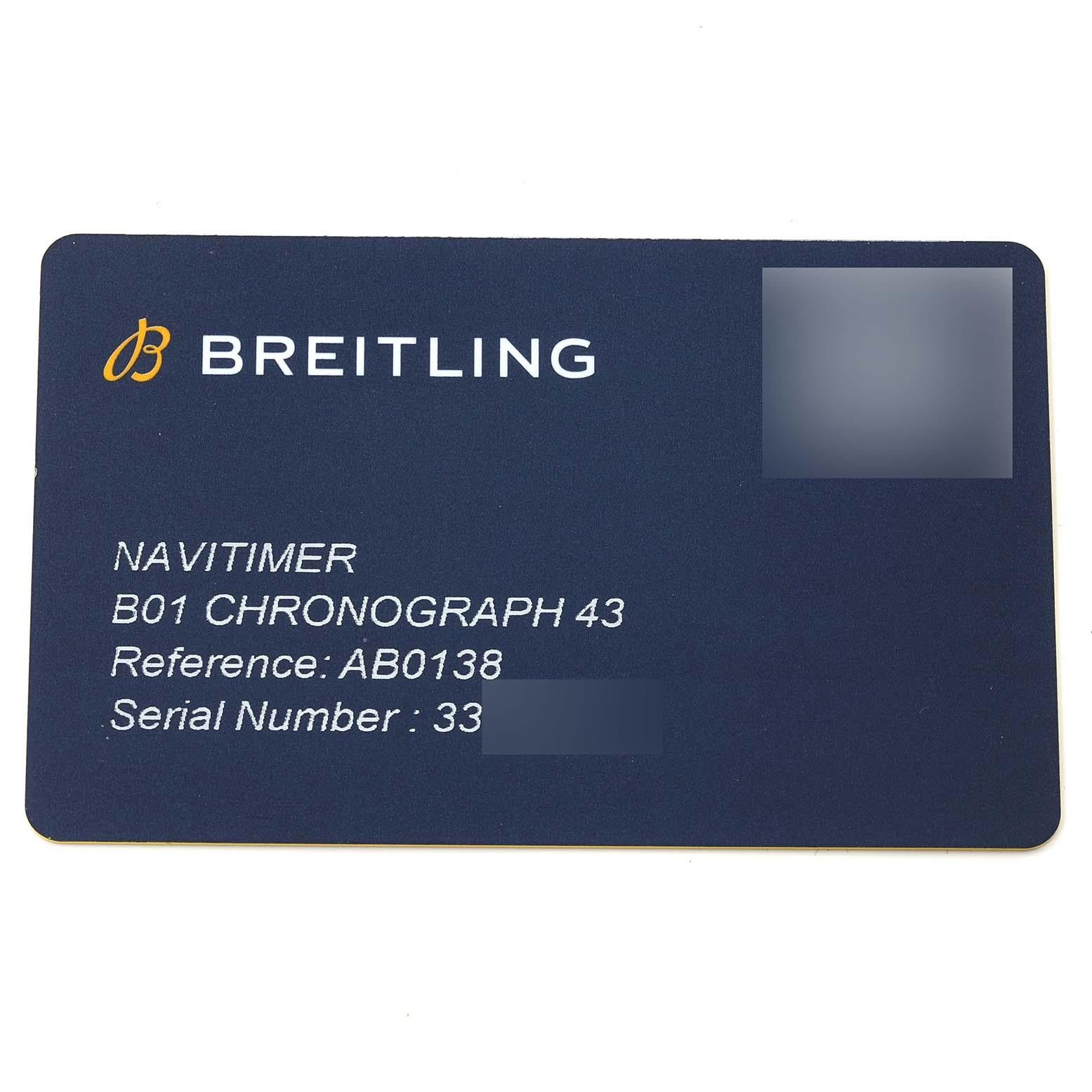 Breitling Navitimer B01 Blue Dial Steel Mens Watch AB0138 Box Card 1