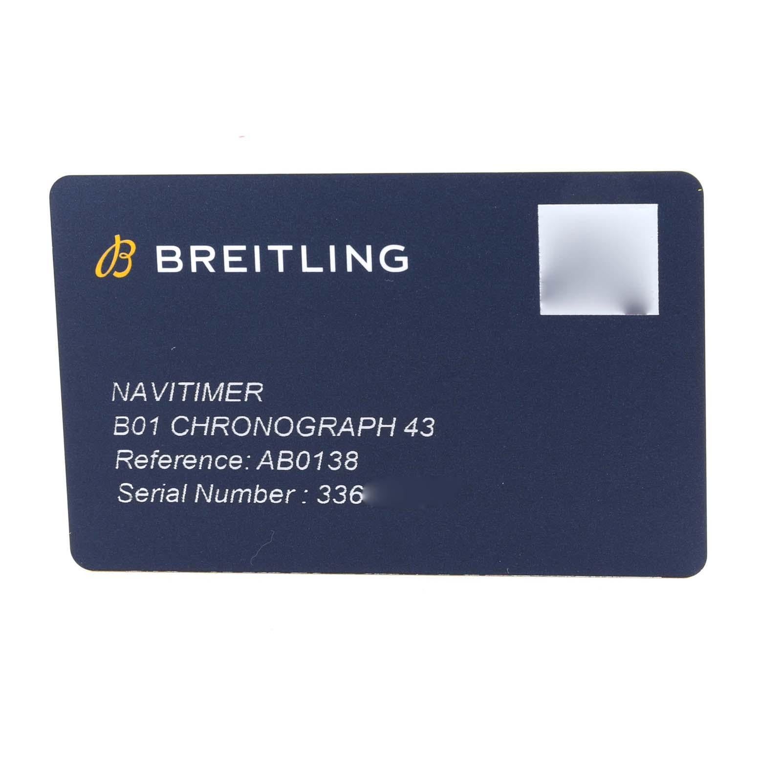Breitling Navitimer B01 Blue Dial Steel Mens Watch AB0138 Box Card 3