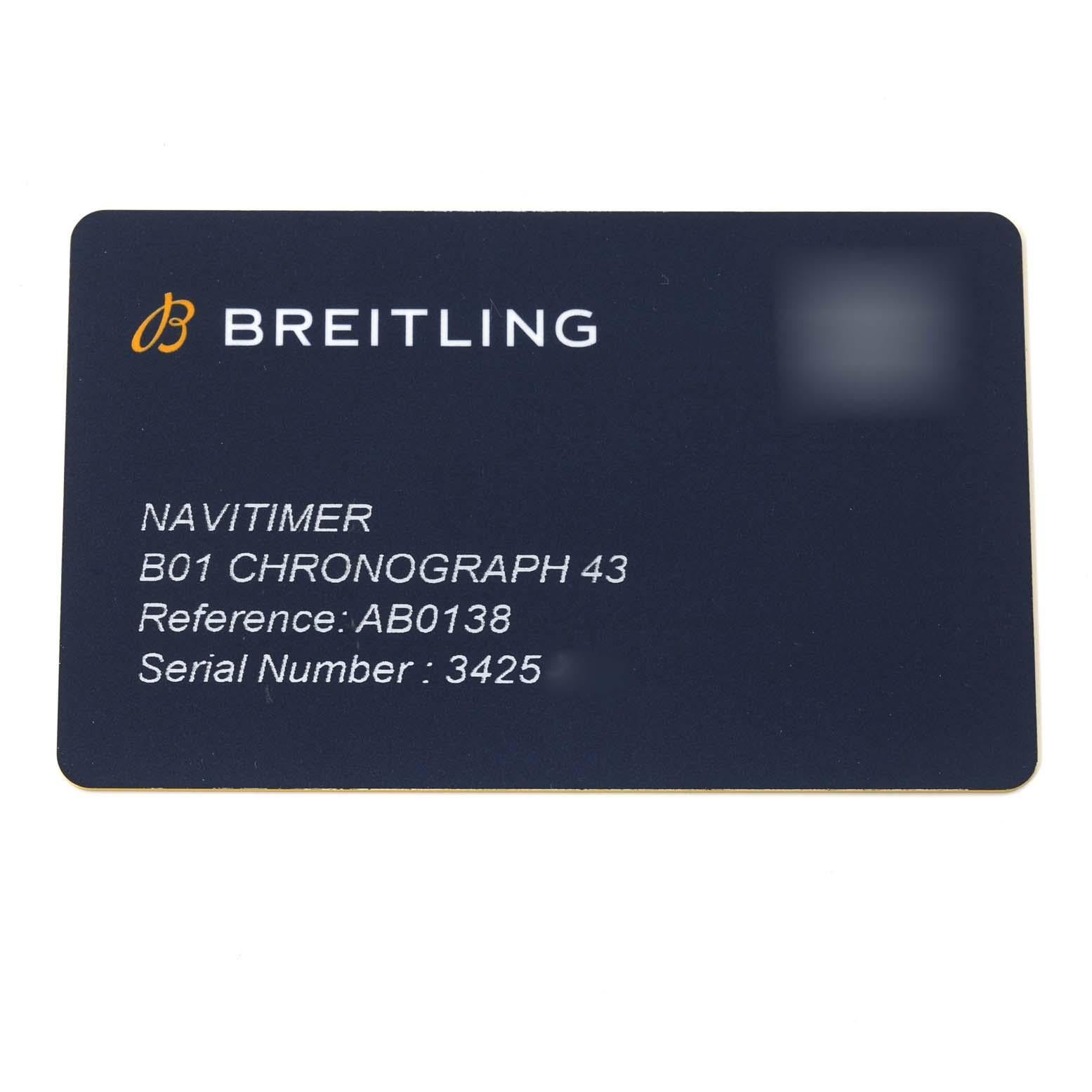 Breitling Navitimer B01 Blue Dial Steel Mens Watch AB0138 Unworn For Sale 3
