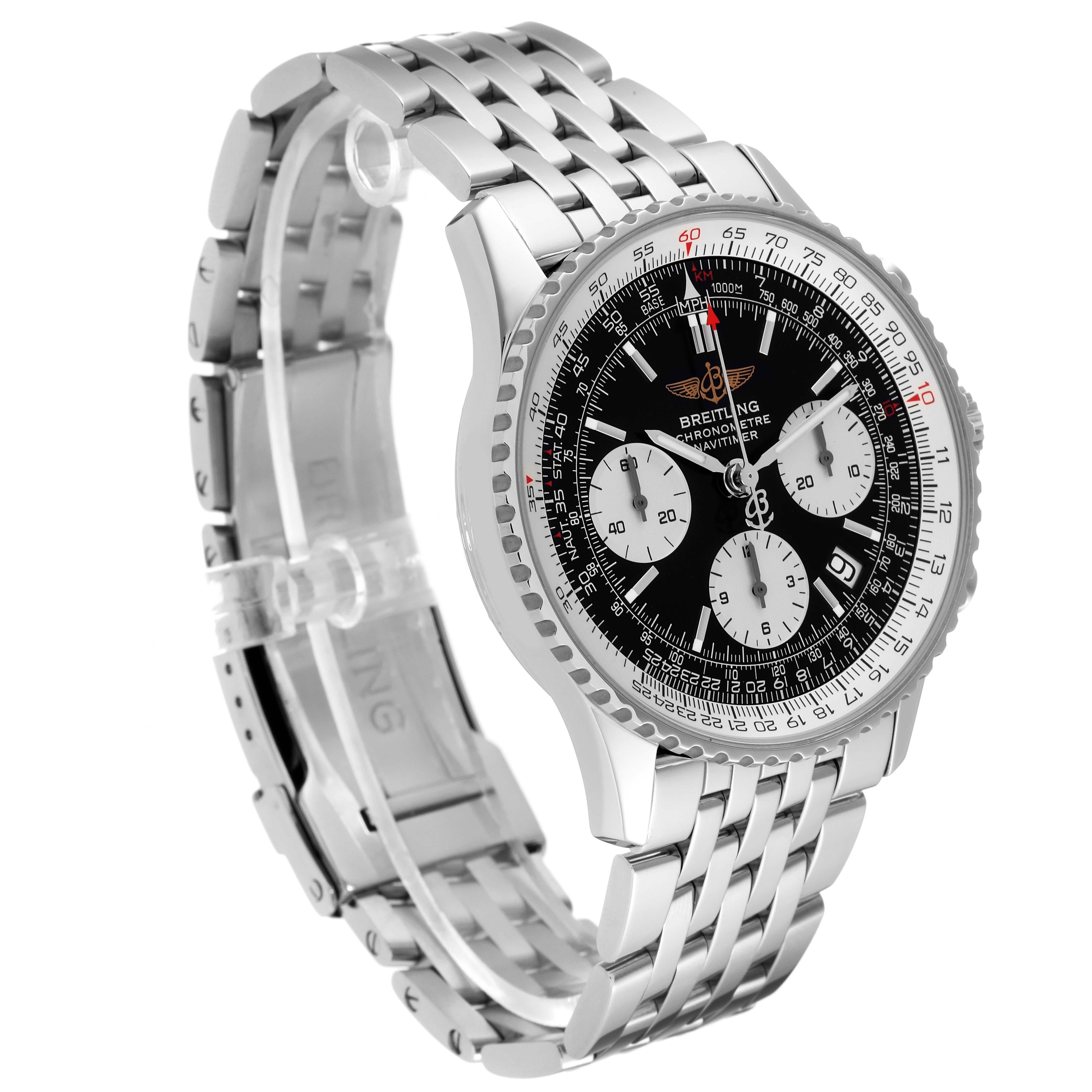 Breitling Navitimer Black Dial Chronograph Steel Mens Watch A23322 Box Papers For Sale 7