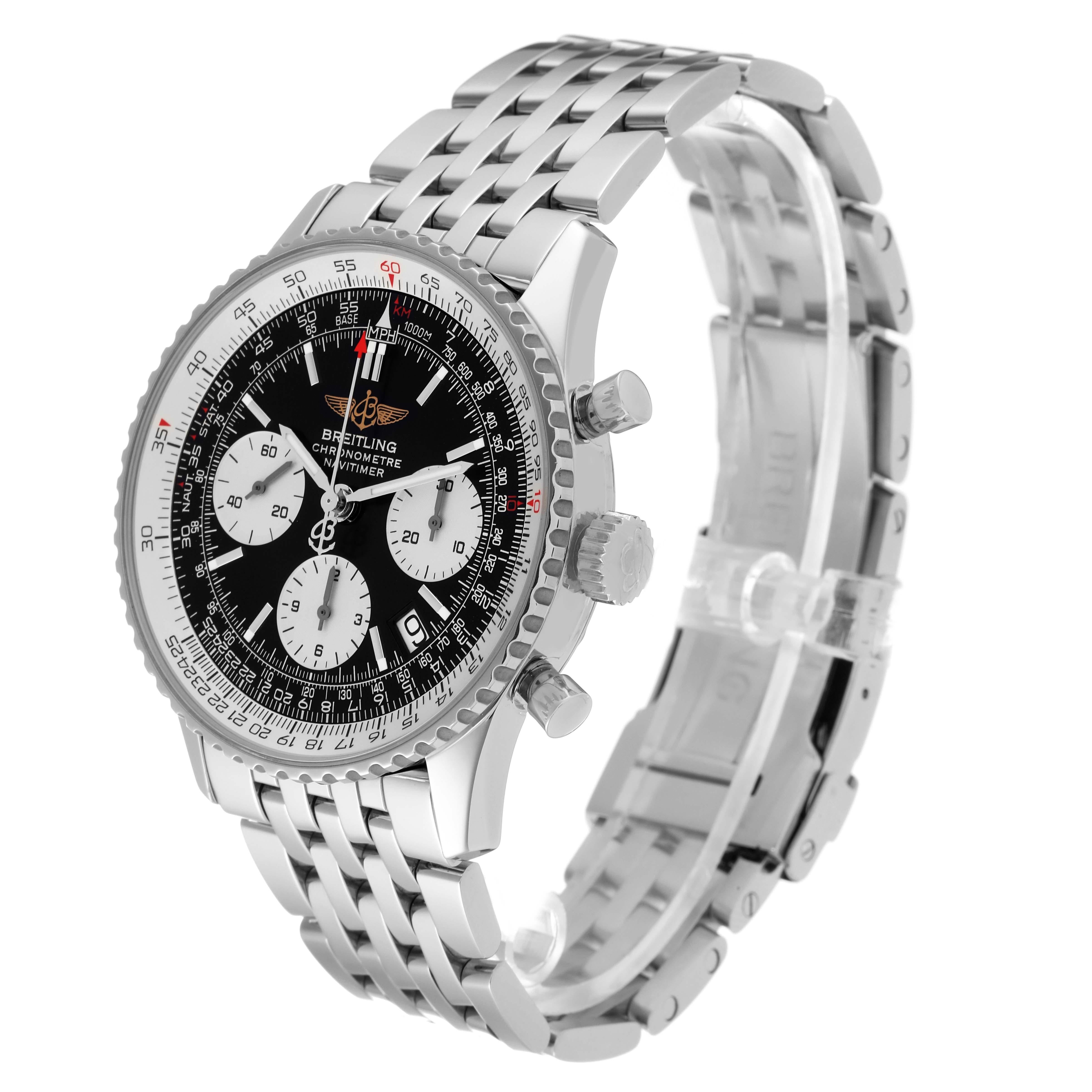 Men's Breitling Navitimer Black Dial Chronograph Steel Mens Watch A23322 Box Papers For Sale