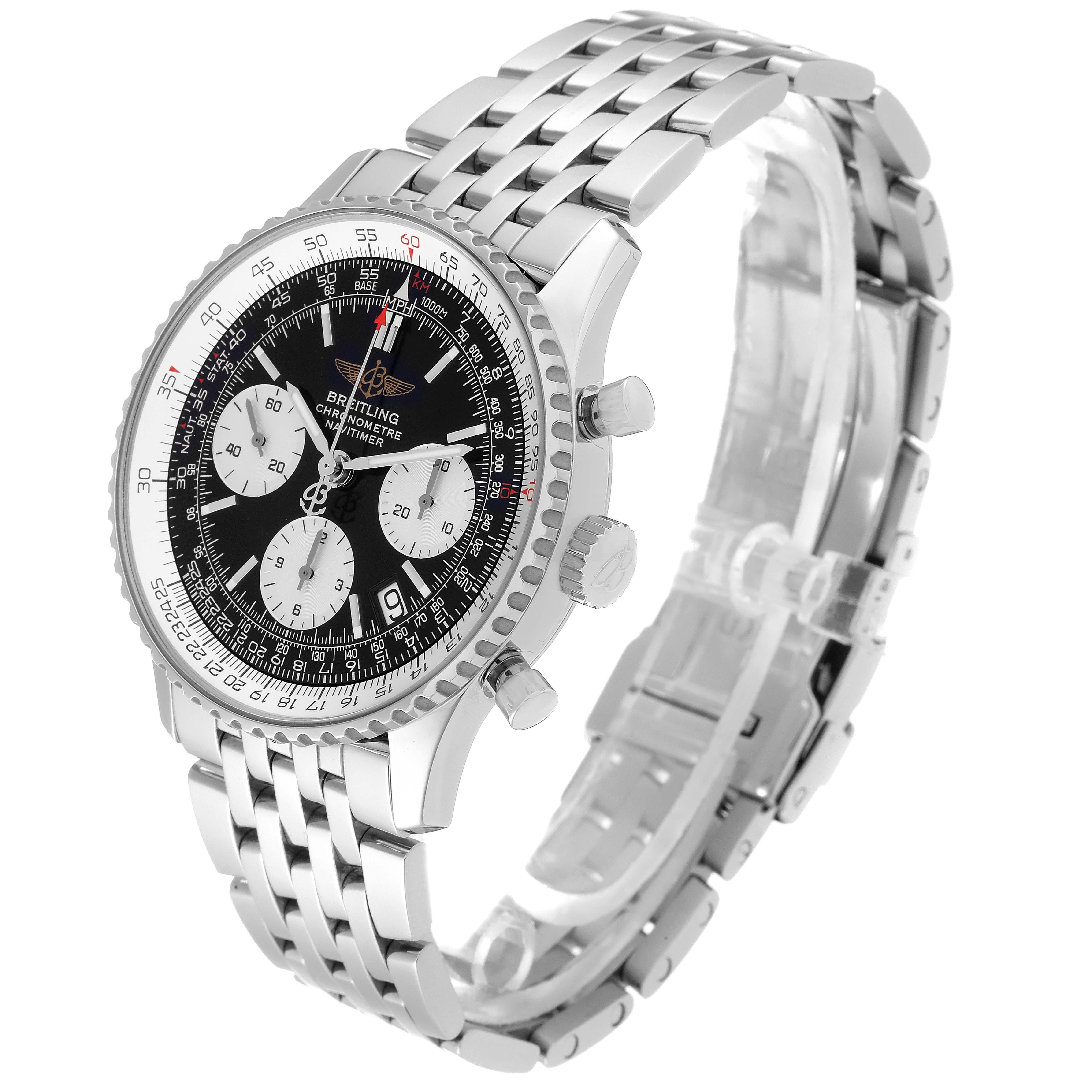 Breitling Navitimer Black Dial Chronograph Steel Mens Watch A23322 Box Papers 3