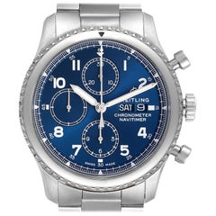 Breitling Navitimer Blue Dial Chronograph Steel Mens Watch A13314 Box Papers