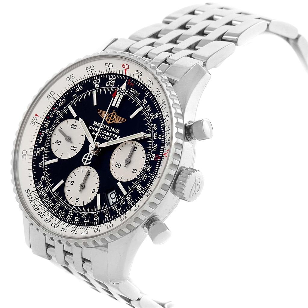 Breitling Navitimer Chronograph Black Dial Steel Watch A23322 Box Papers 3