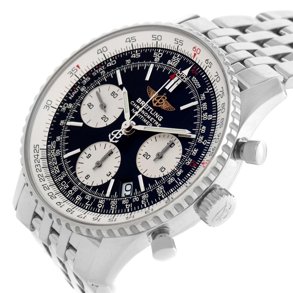 Breitling Navitimer Chronograph Black Dial Steel Watch A23322 Box Papers 5