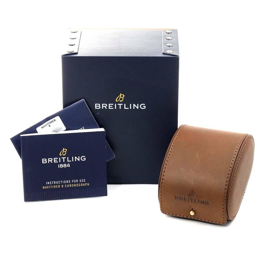 Breitling Navitimer Chronograph Black Steel Mens Watch A13314 Box Papers For Sale 7