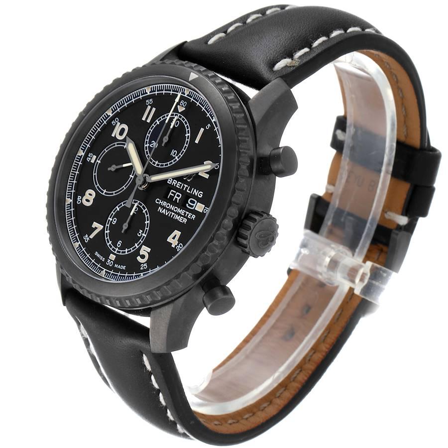 Breitling Navitimer Chronograph Black Steel Mens Watch A13314 Box Papers In Excellent Condition For Sale In Atlanta, GA