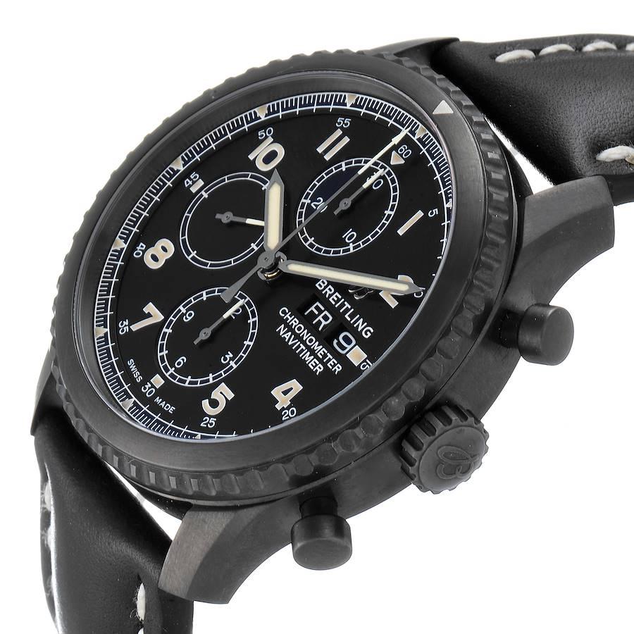 Men's Breitling Navitimer Chronograph Black Steel Mens Watch A13314 Box Papers For Sale