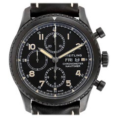 Breitling Navitimer Chronograph Black Steel Mens Watch A13314 Box Papers