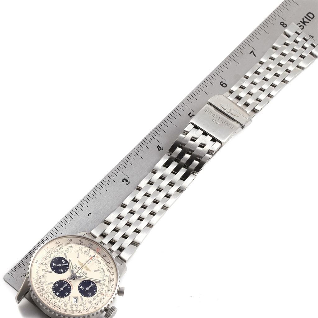 Breitling Navitimer Chronograph Panda Stahl-Herrenuhr A23322 Box Papiere im Angebot 8