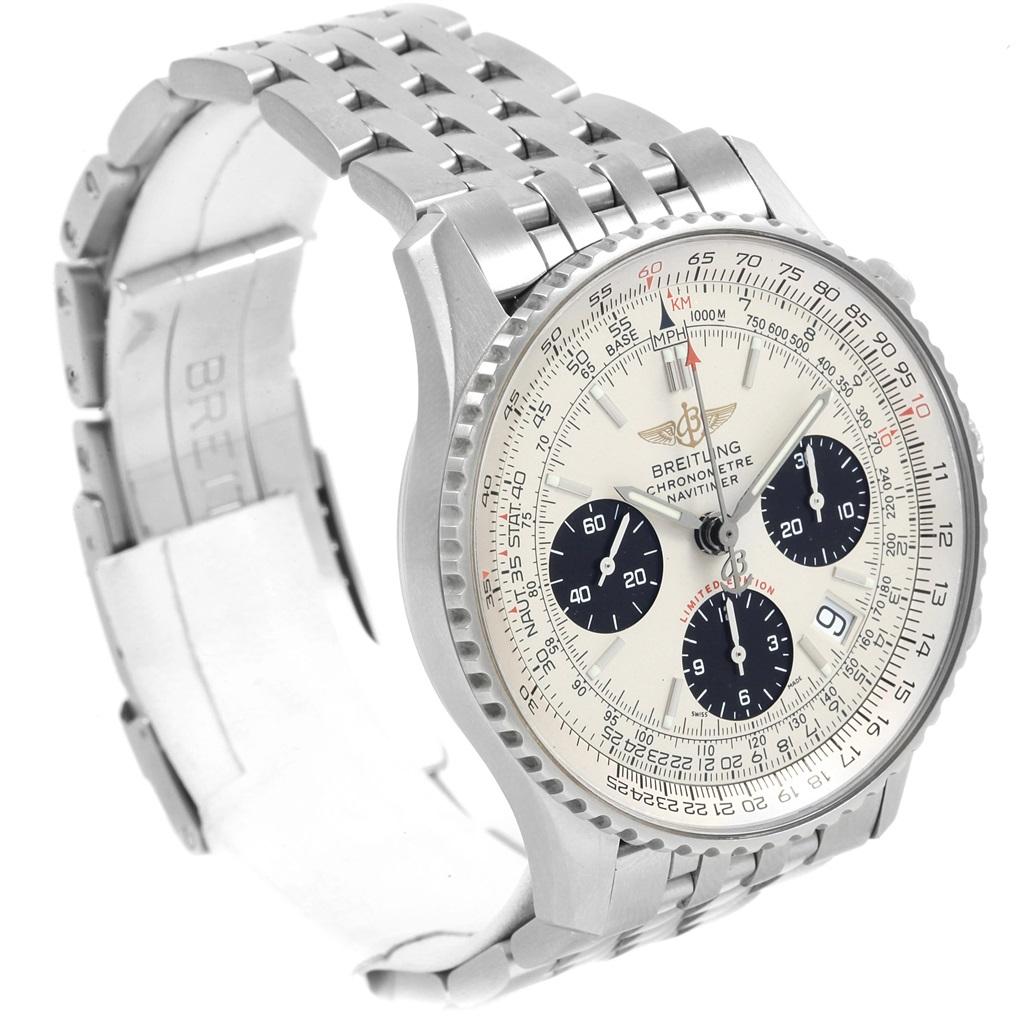 Breitling Navitimer Chronograph Panda Stahl-Herrenuhr A23322 Box Papiere im Angebot 1