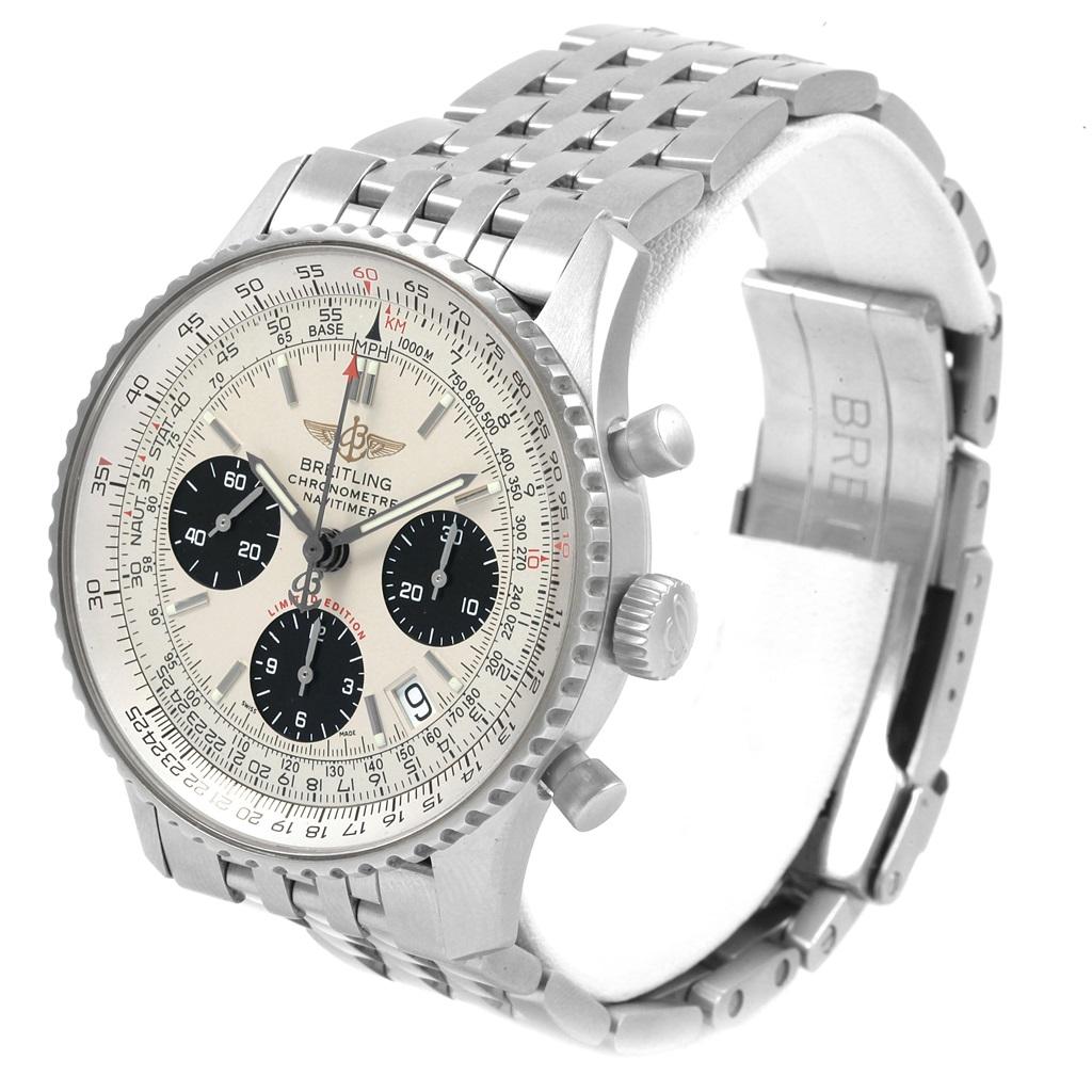 Breitling Navitimer Chronograph Panda Stahl-Herrenuhr A23322 Box Papiere im Angebot 2