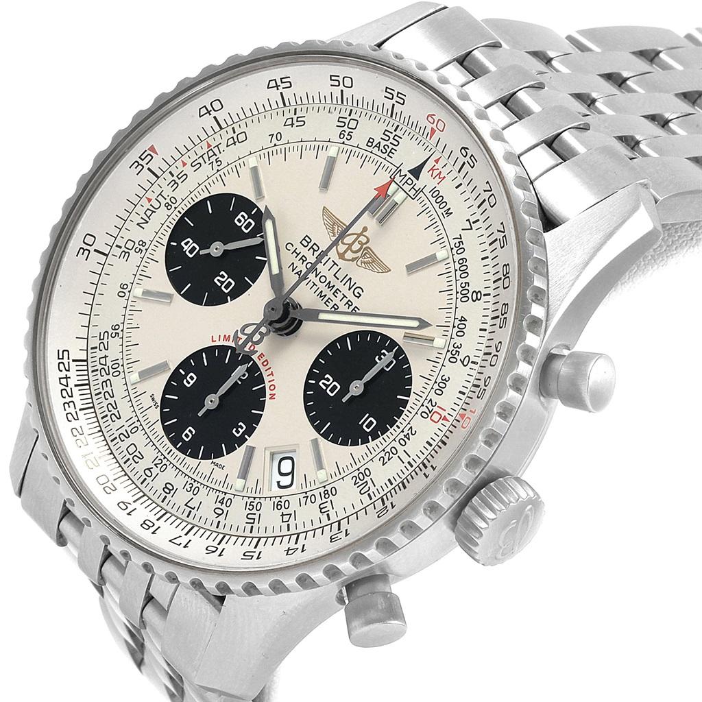 Breitling Navitimer Chronograph Panda Stahl-Herrenuhr A23322 Box Papiere im Angebot 4