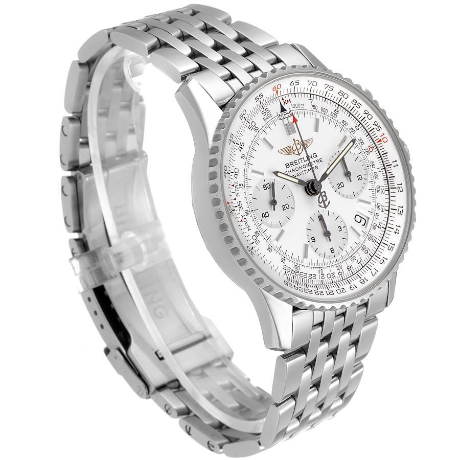 Breitling Navitimer Chronograph Silber Zifferblatt Stahl-Herrenuhr A23322 im Zustand „Hervorragend“ im Angebot in Atlanta, GA