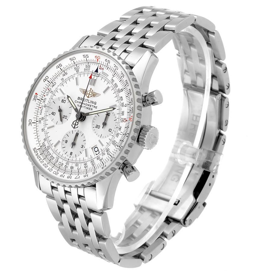 Breitling Navitimer Chronograph Silber Zifferblatt Stahl-Herrenuhr A23322 im Angebot 1