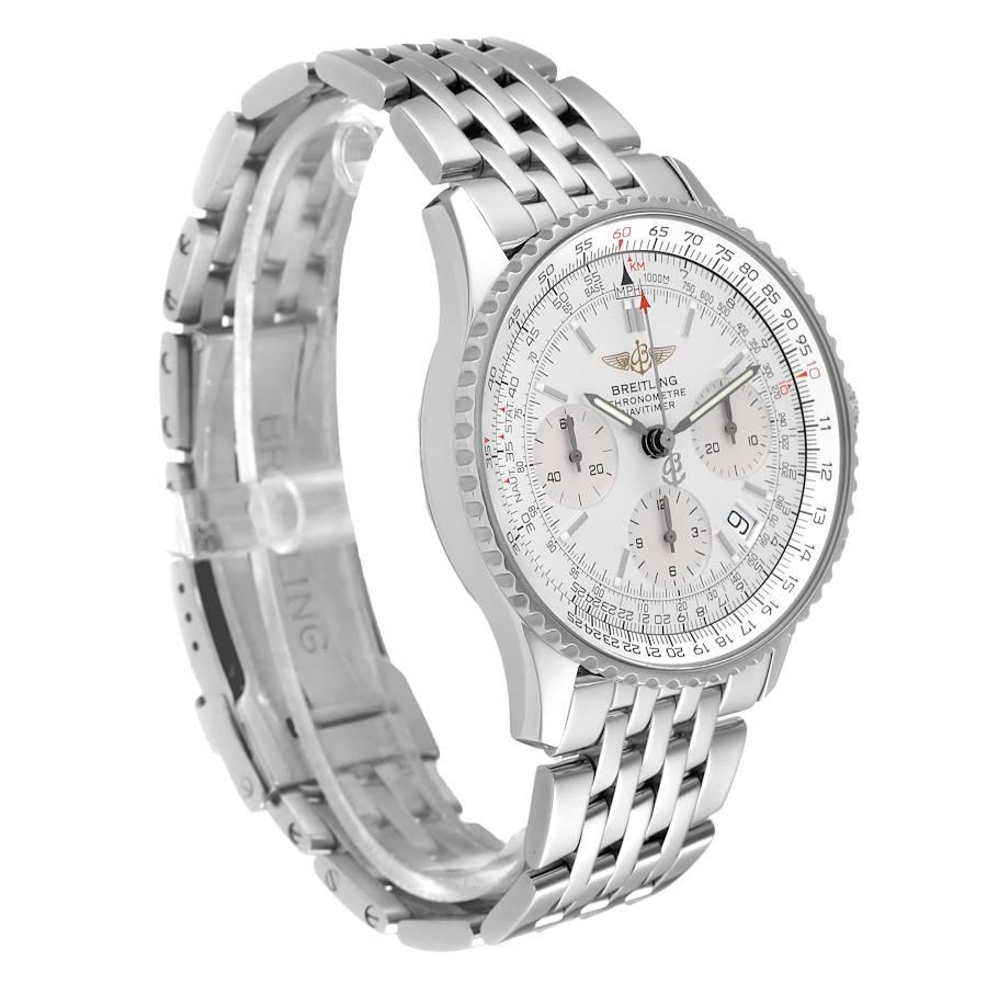 Breitling Navitimer Chronograph Silber Zifferblatt Stahl-Herrenuhr A23322c im Zustand „Hervorragend“ im Angebot in Atlanta, GA