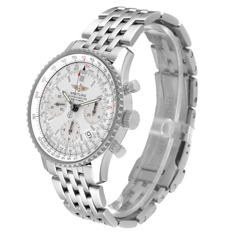 Breitling Navitimer Chronograph Silber Zifferblatt Stahl-Herrenuhr A23322c im Angebot 1